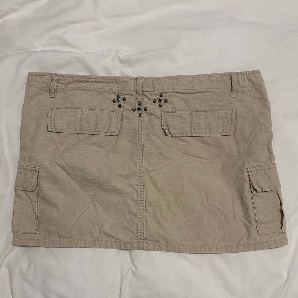 Stylish Tan Mini Skirt with Embellishments - Picture 2 of 4